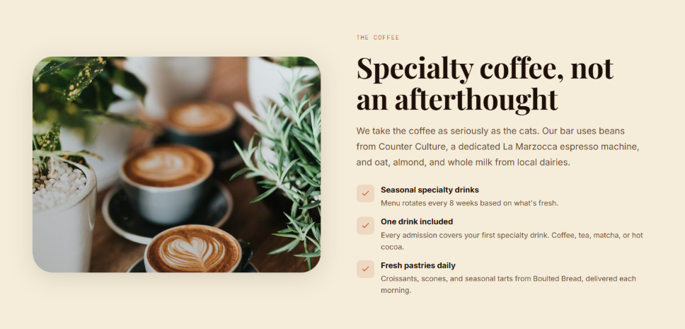 The Purring Cup coffee section